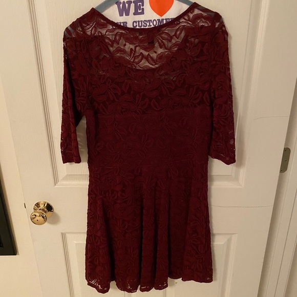 Red Lace Mesh Dress - Picture 2 of 3